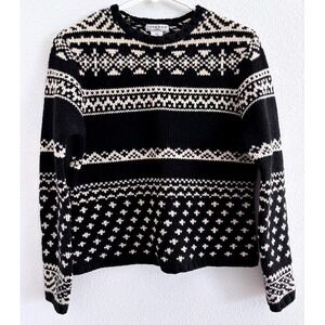 Vintage Rosanna Sweater Womens PS‎ Black White Lambswool Fair Isle Heritage Cozy